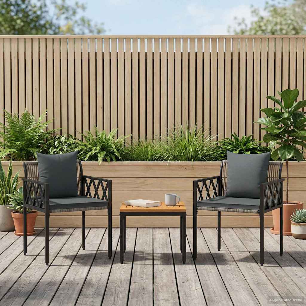tuinmeubelset 3 pcs Grijs en Donkergrijs poly rattan – afbeelding 1