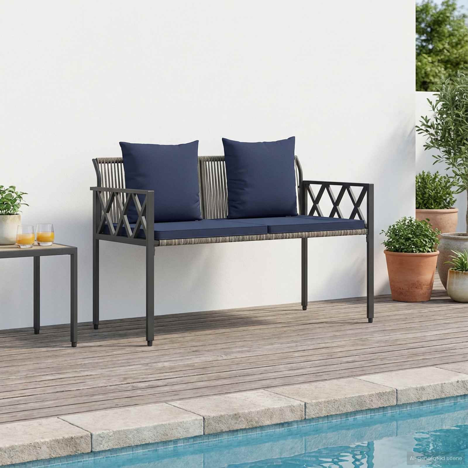 Buitenbanken 2 -Seater 116 x 56 x 75 cm poly rattan – afbeelding 1