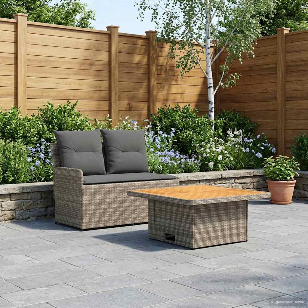 Tuin Armsteun Sofa met Opklaptafel 2 Stuk Grijs en Donkergrijs