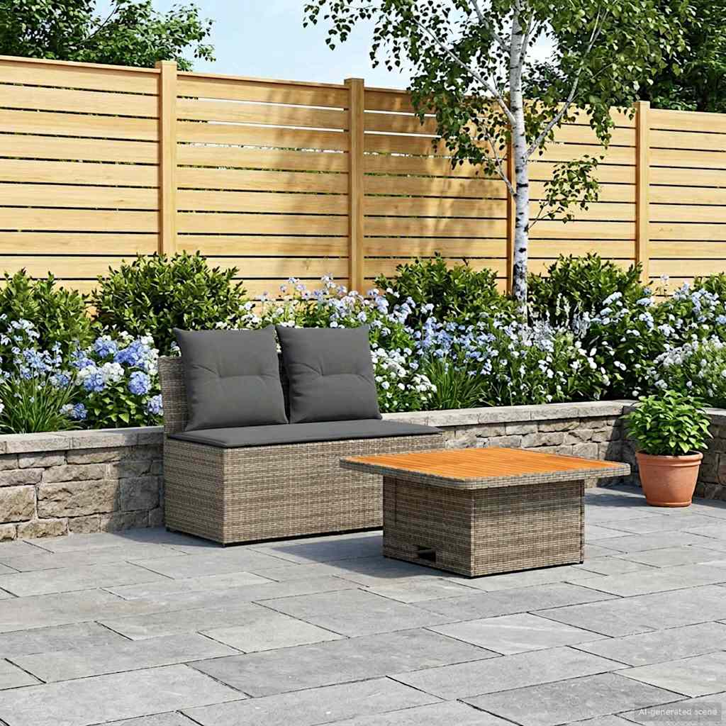 2 Stuk Tuin middelste sofa met uitschuiftafel poly rattan