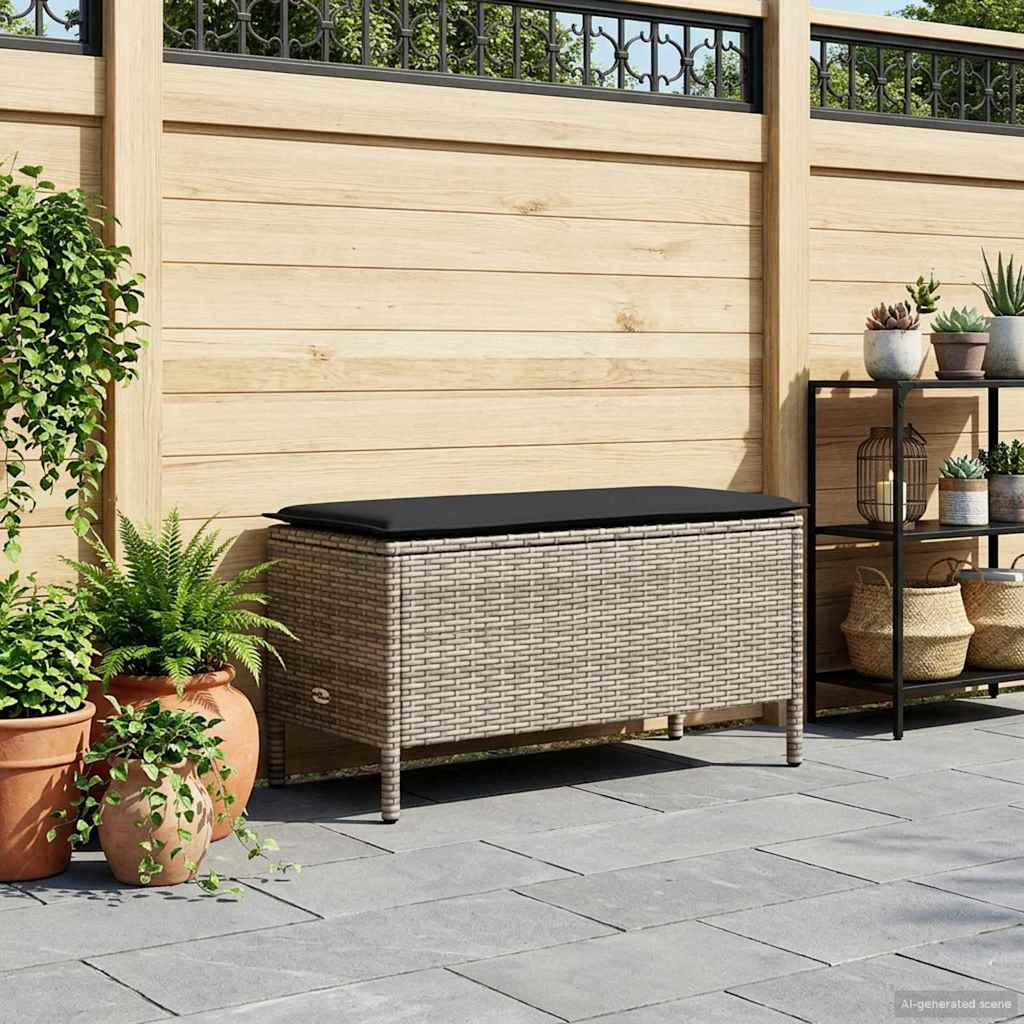 Tuinvoetenbank Grijs en Donkergrijs 80 x 38 x 45 cm PE Rattan – afbeelding 1