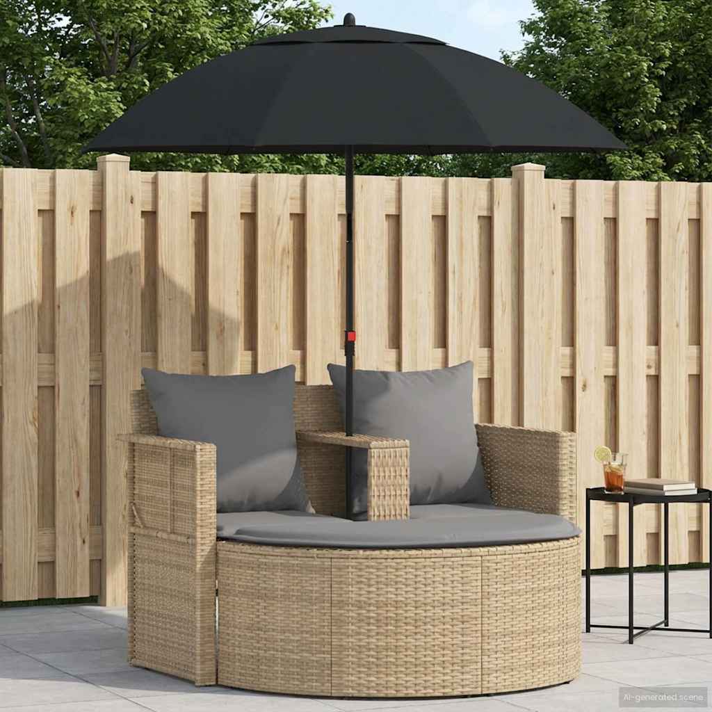 Tuinbankstel met kussen 8 pcs Beige en Licht Grijs poly rattan