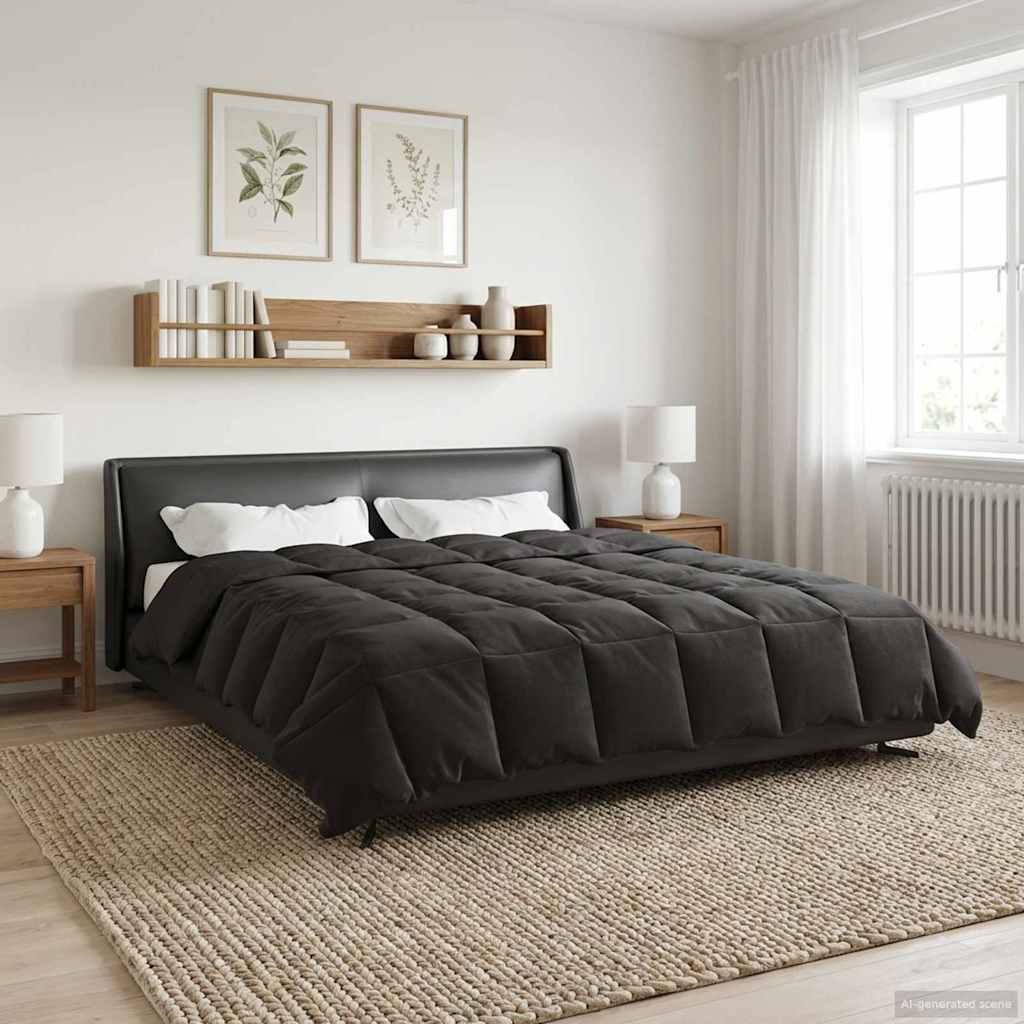 Zomer Dekbed Gekwilt Antraciet 200 x 240 cm Microfiber – afbeelding 1