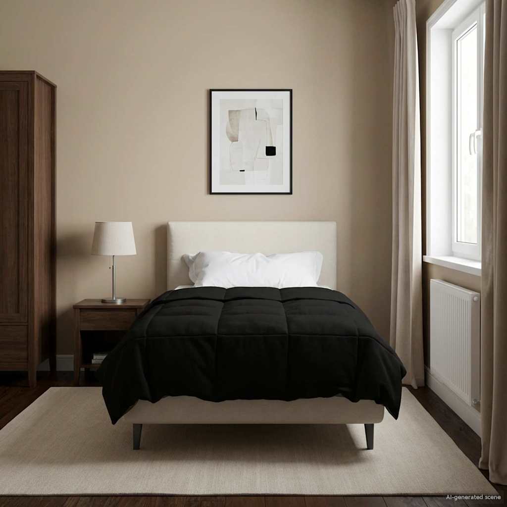 Zomer Dekbed Gekwilt Zwart 155 x 200 cm Microfiber – afbeelding 1