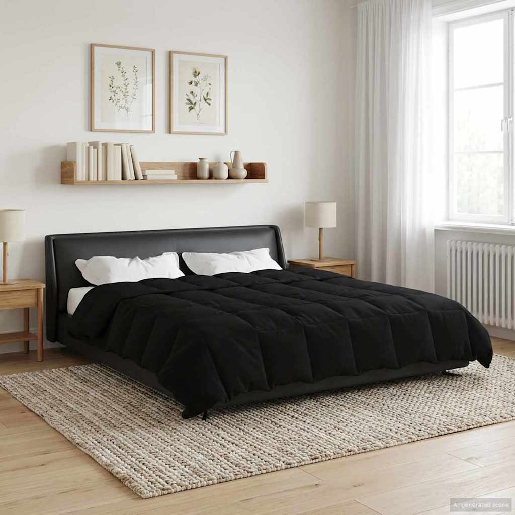 Zomer Dekbed Gekwilt Zwart 220 x 240 cm Microfiber – afbeelding 1