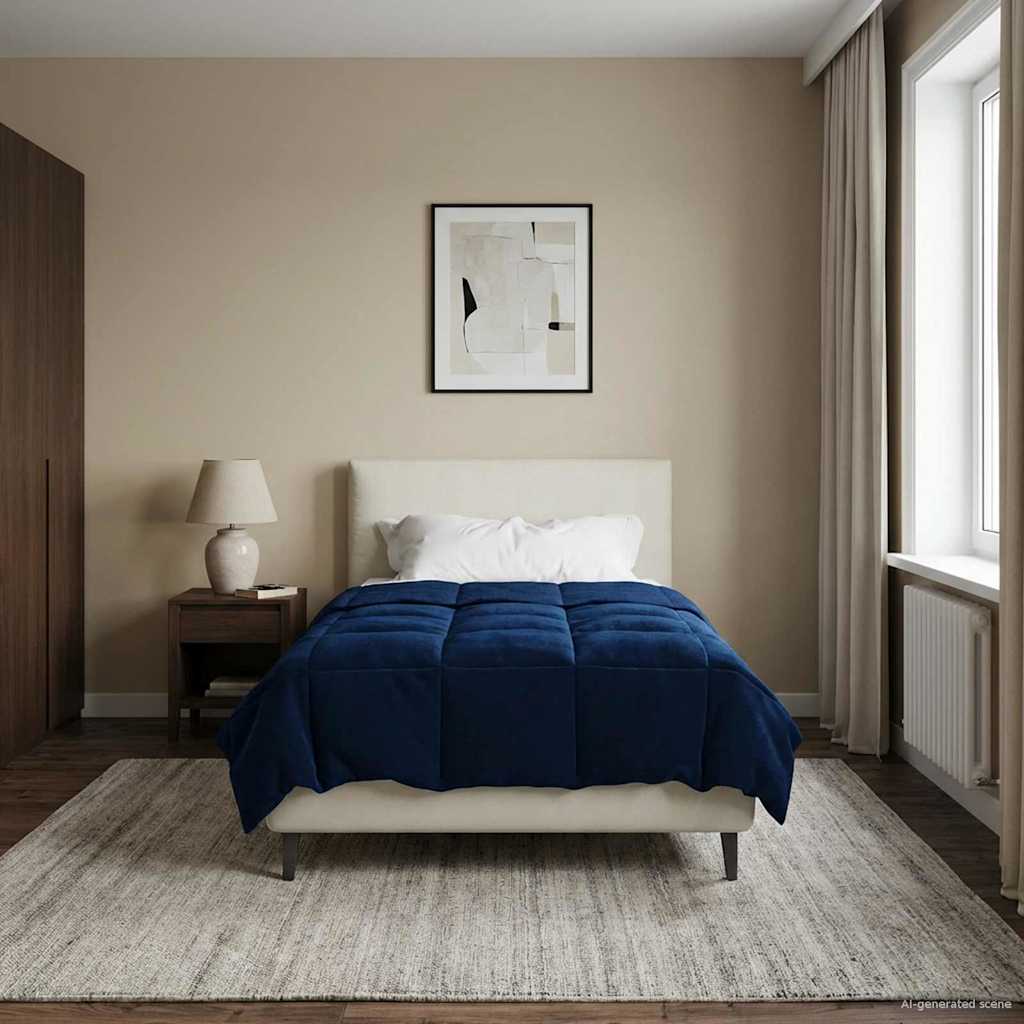 Zomer Dekbed Gekwilt Donkerblauw 135 x 200 cm Microfiber