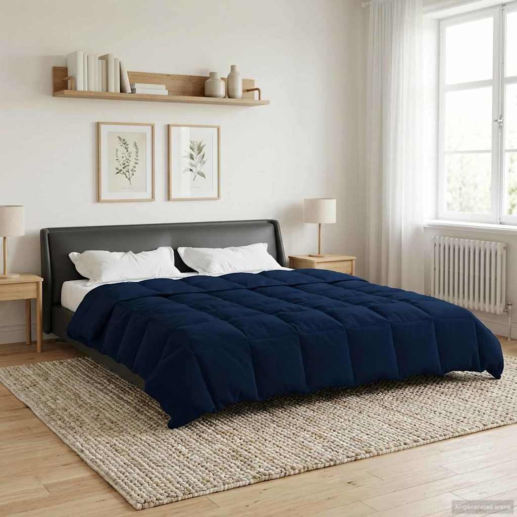 Zomer Dekbed Gekwilt Donkerblauw 200 x 200 cm Microfiber