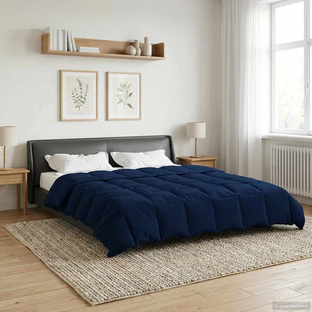 Zomer Dekbed Gekwilt Donkerblauw 220 x 240 cm Microfiber