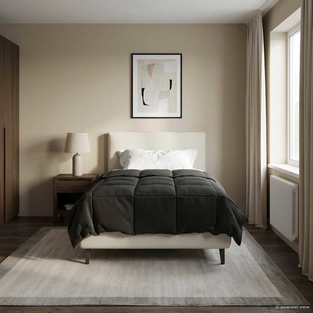 Vol jaar dekbed Gekwilt Antraciet 135 x 220 cm Microfiber