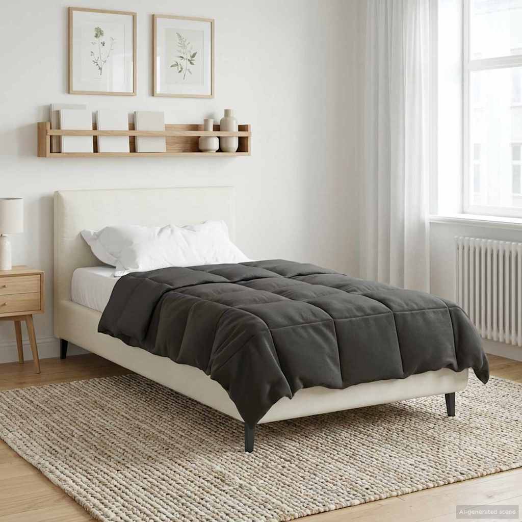 Vol jaar dekbed Gekwilt Antraciet 140 x 220 cm Microfiber – afbeelding 1