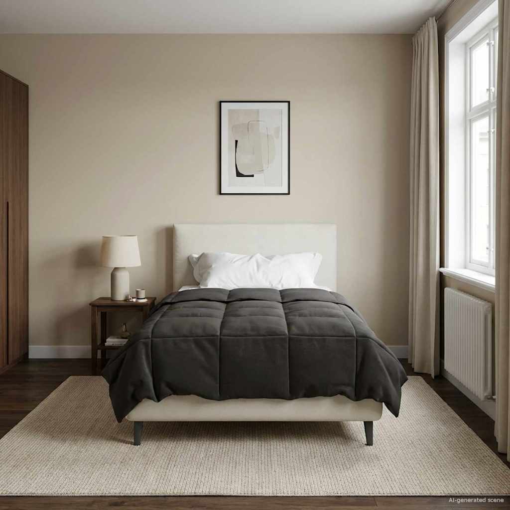 Vol jaar dekbed Gekwilt Antraciet 155 x 220 cm Microfiber – afbeelding 1