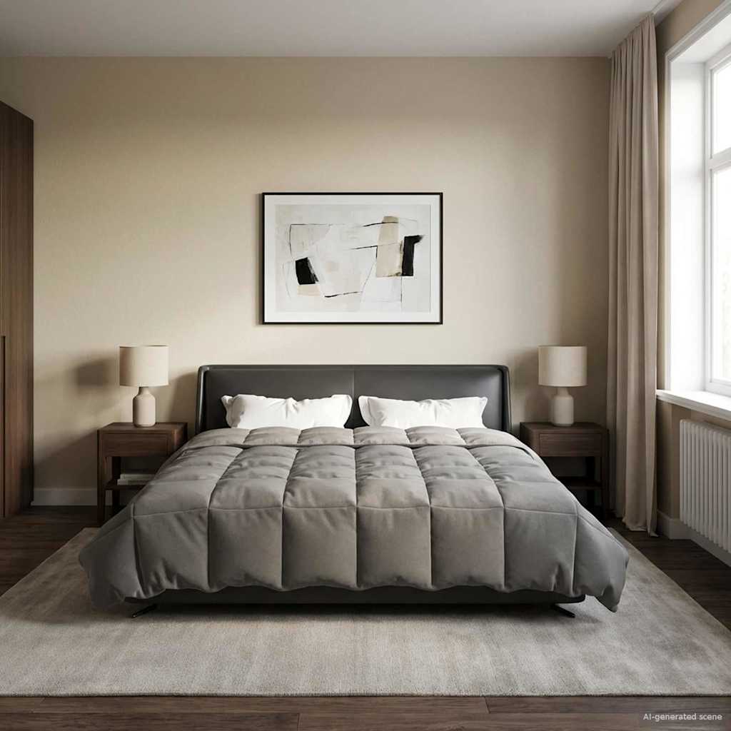 Vol jaar dekbed Gekwilt Lichtgrijs 200 x 200 cm Microfiber