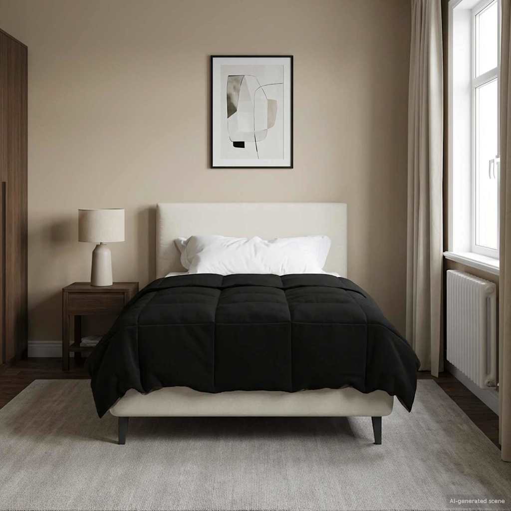 Vol jaar dekbed Gekwilt Zwart 140 x 200 cm Microfiber – afbeelding 1