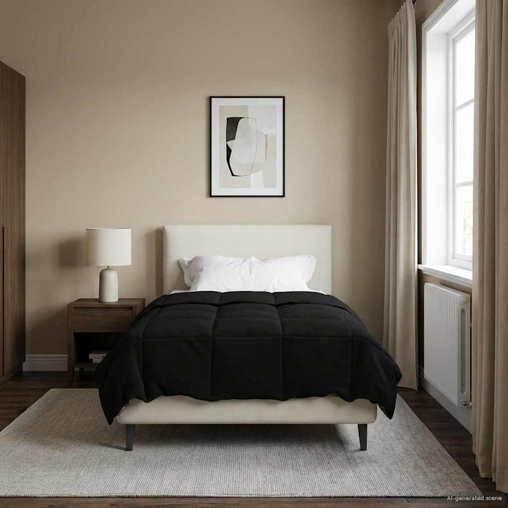 Vol jaar dekbed Gekwilt Zwart 155 x 220 cm Microfiber – afbeelding 1