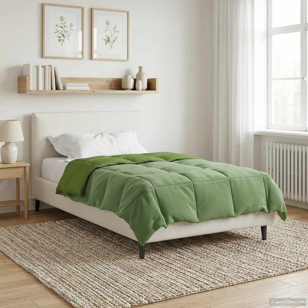 Vol jaar dekbed Gekwilt Groen 140 x 220 cm Microfiber – afbeelding 1