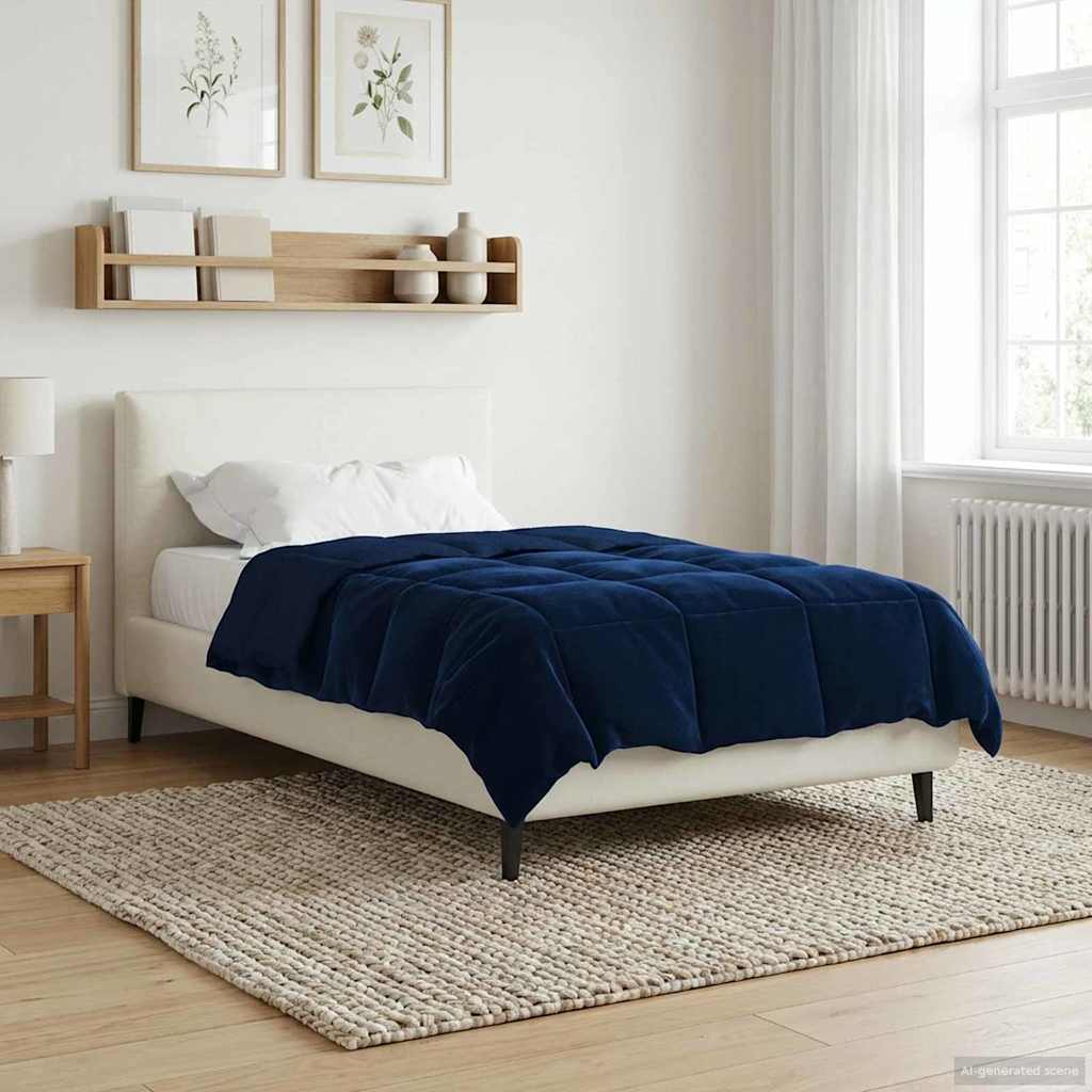 Vol jaar dekbed Gekwilt Donkerblauw 155 x 200 cm Microfiber – afbeelding 1
