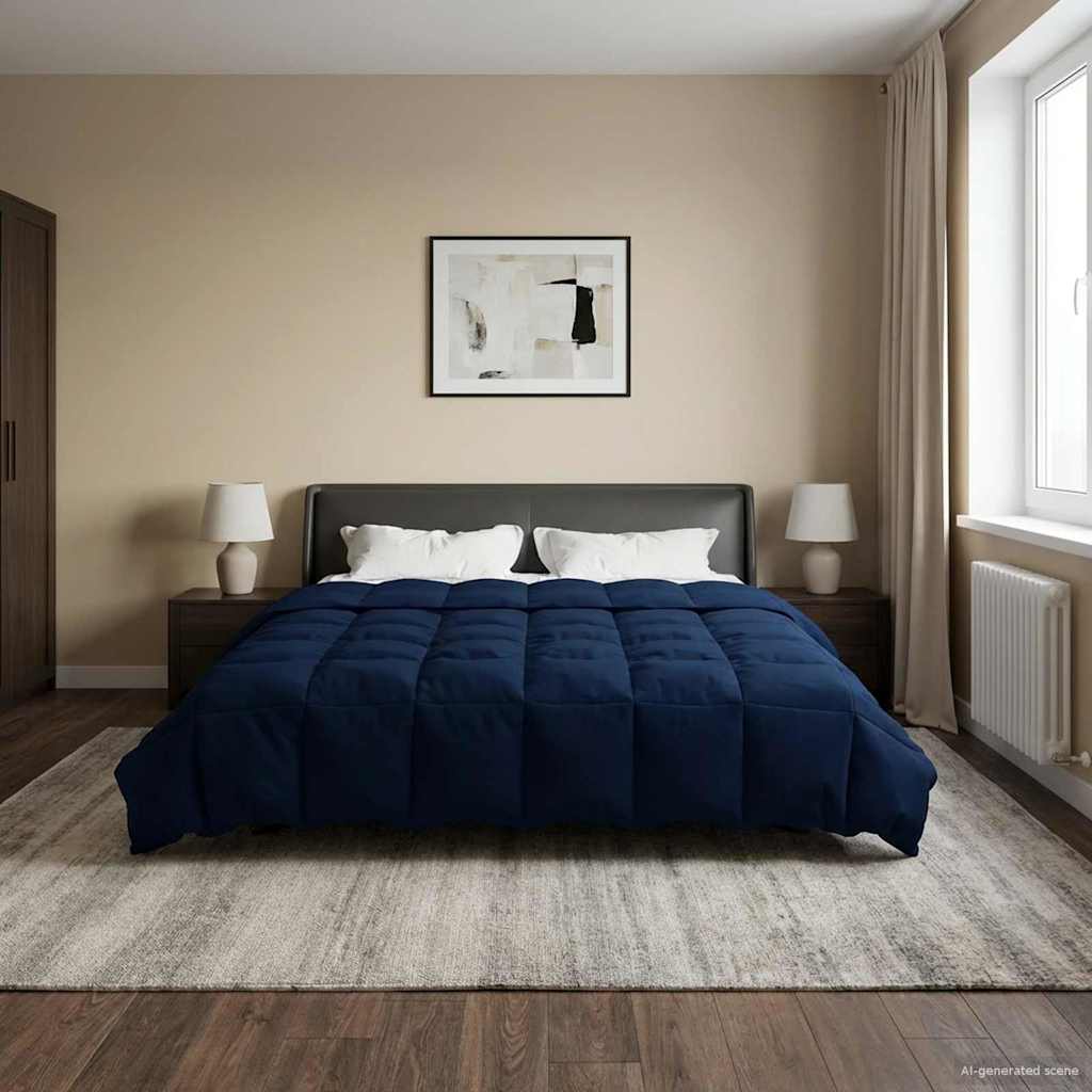 Vol jaar dekbed Gekwilt Donkerblauw 200 x 240 cm Microfiber – afbeelding 1