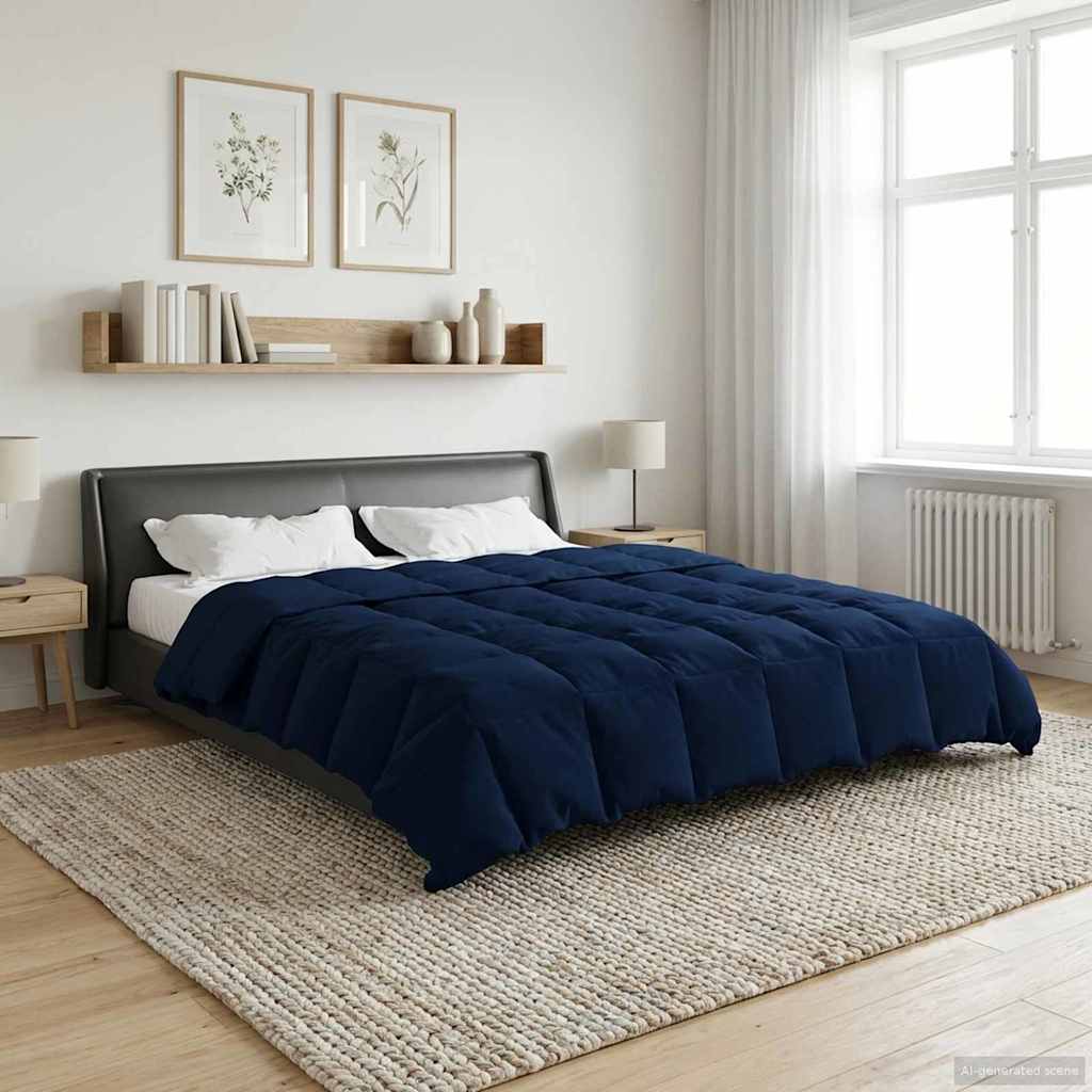 Vol jaar dekbed Gekwilt Donkerblauw 220 x 260 cm Microfiber – afbeelding 1