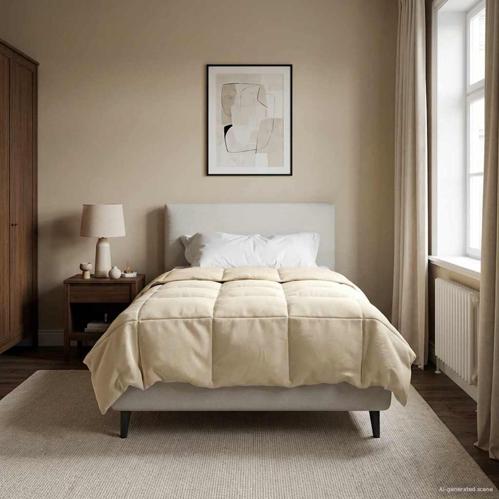 Vol jaar dekbed Gekwilt Crème 155 x 220 cm Microfiber