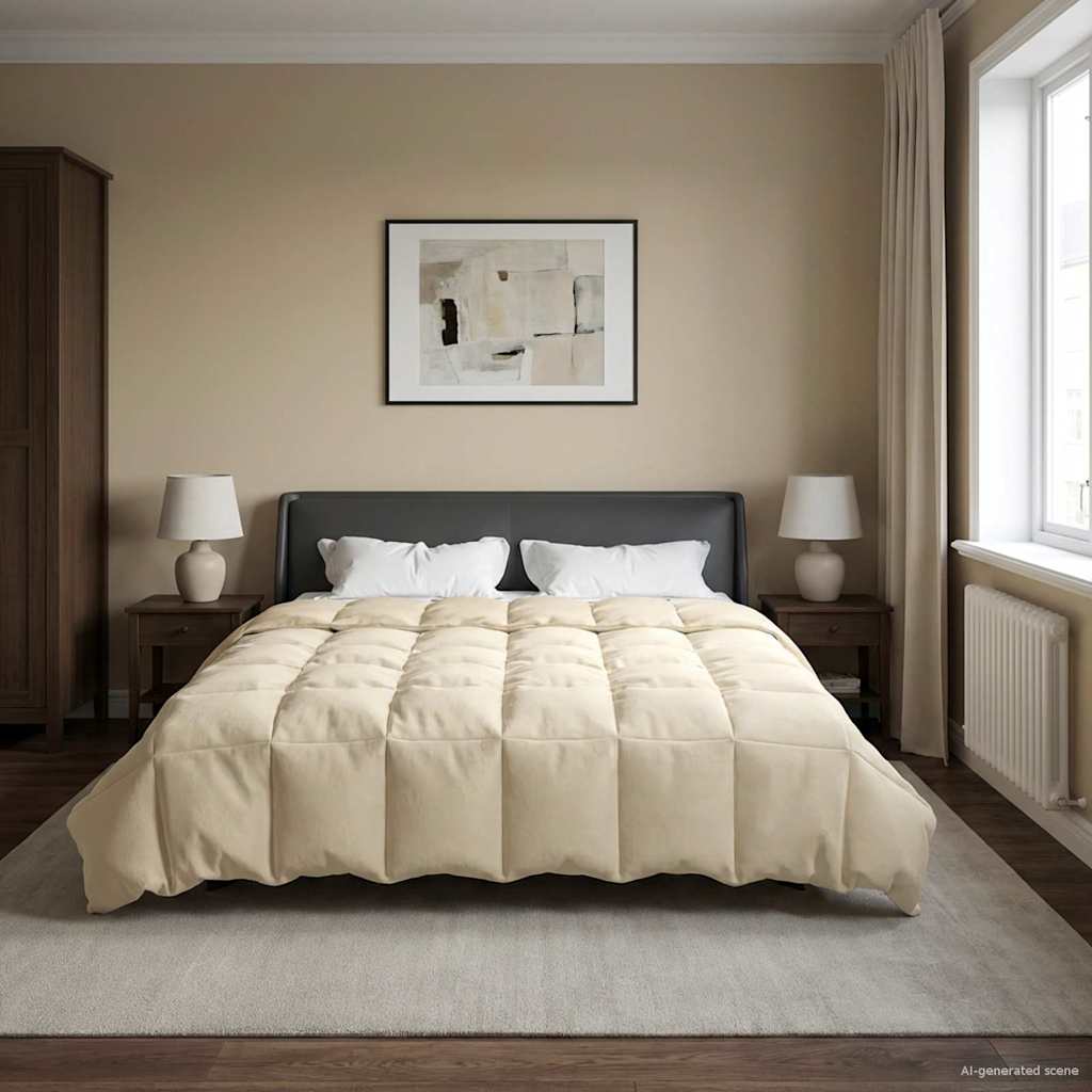 Vol jaar dekbed Gekwilt Crème 200 x 220 cm Microfiber