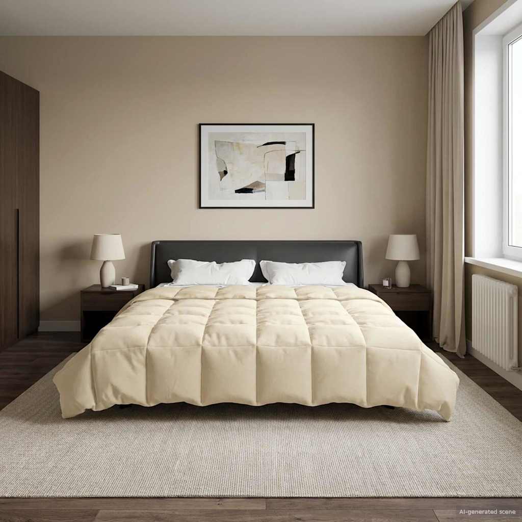 Vol jaar dekbed Gekwilt Crème 220 x 240 cm Microfiber