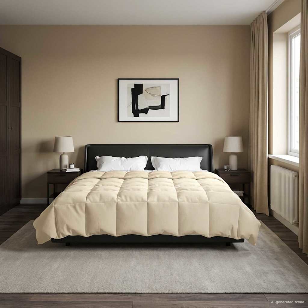 Vol jaar dekbed Gekwilt Crème 220 x 260 cm Microfiber – afbeelding 1