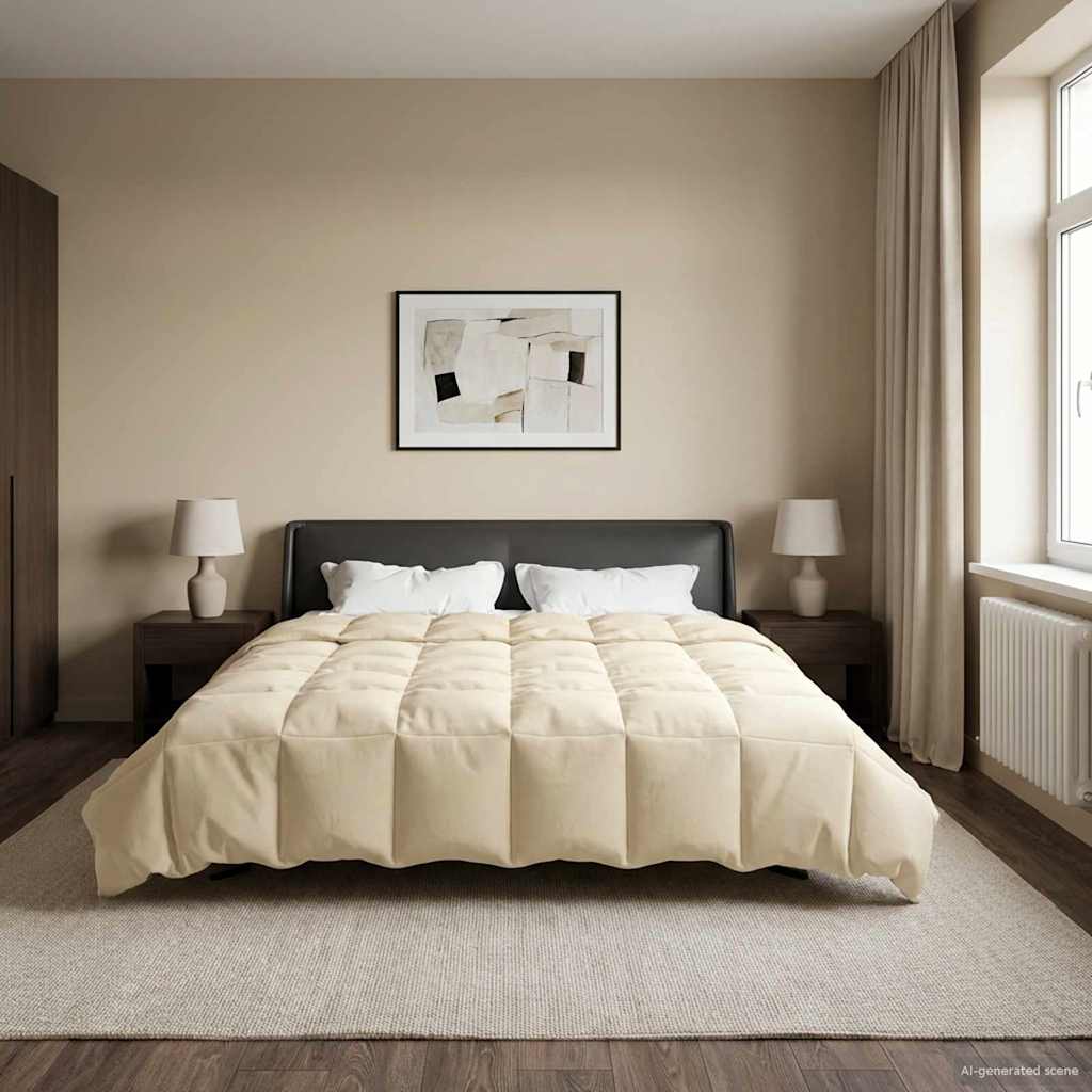 Vol jaar dekbed Gekwilt Crème 240 x 260 cm Microfiber – afbeelding 1