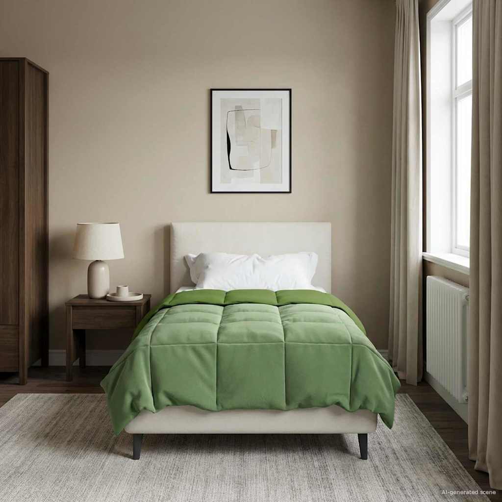 Winter Dekbed Gekwilt Groen 140 x 200 cm Microfiber – afbeelding 1