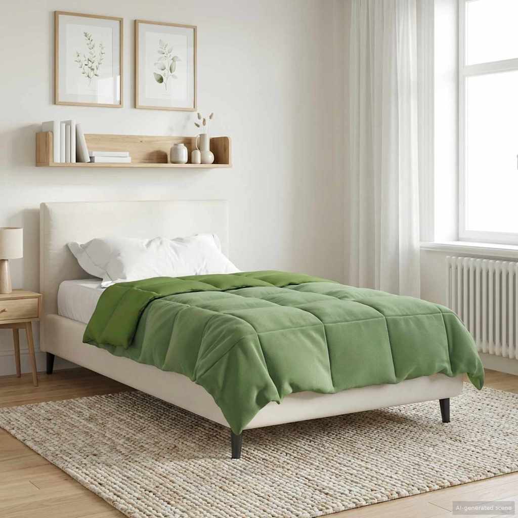 Winter Dekbed Gekwilt Groen 135 x 200 cm Microfiber – afbeelding 1