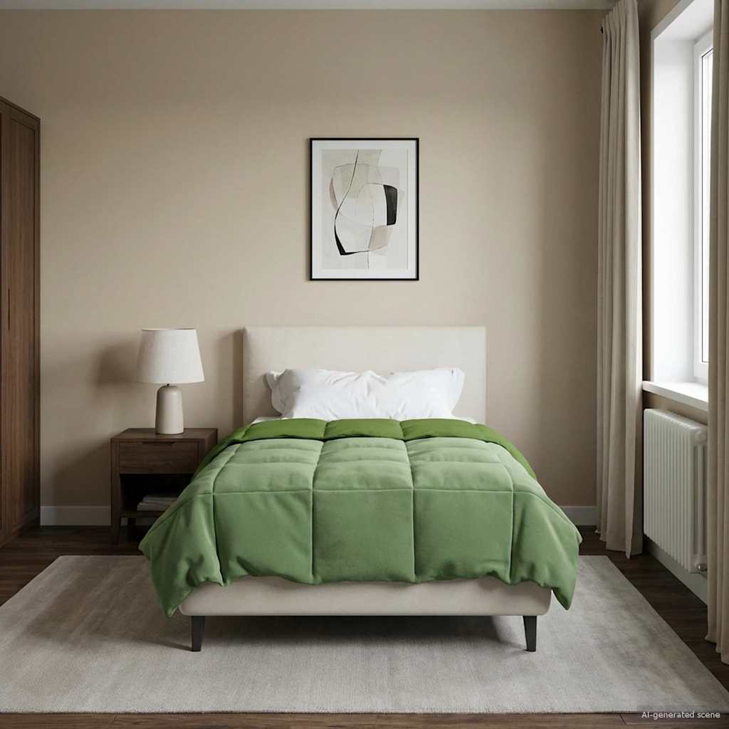 Winter Dekbed Gekwilt Groen 140 x 220 cm Microfiber – afbeelding 1