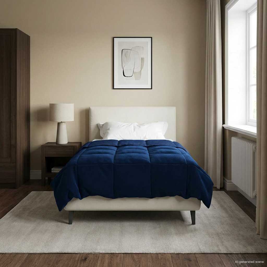 Winter Dekbed Gekwilt Donkerblauw 140 x 200 cm Microfiber – afbeelding 1