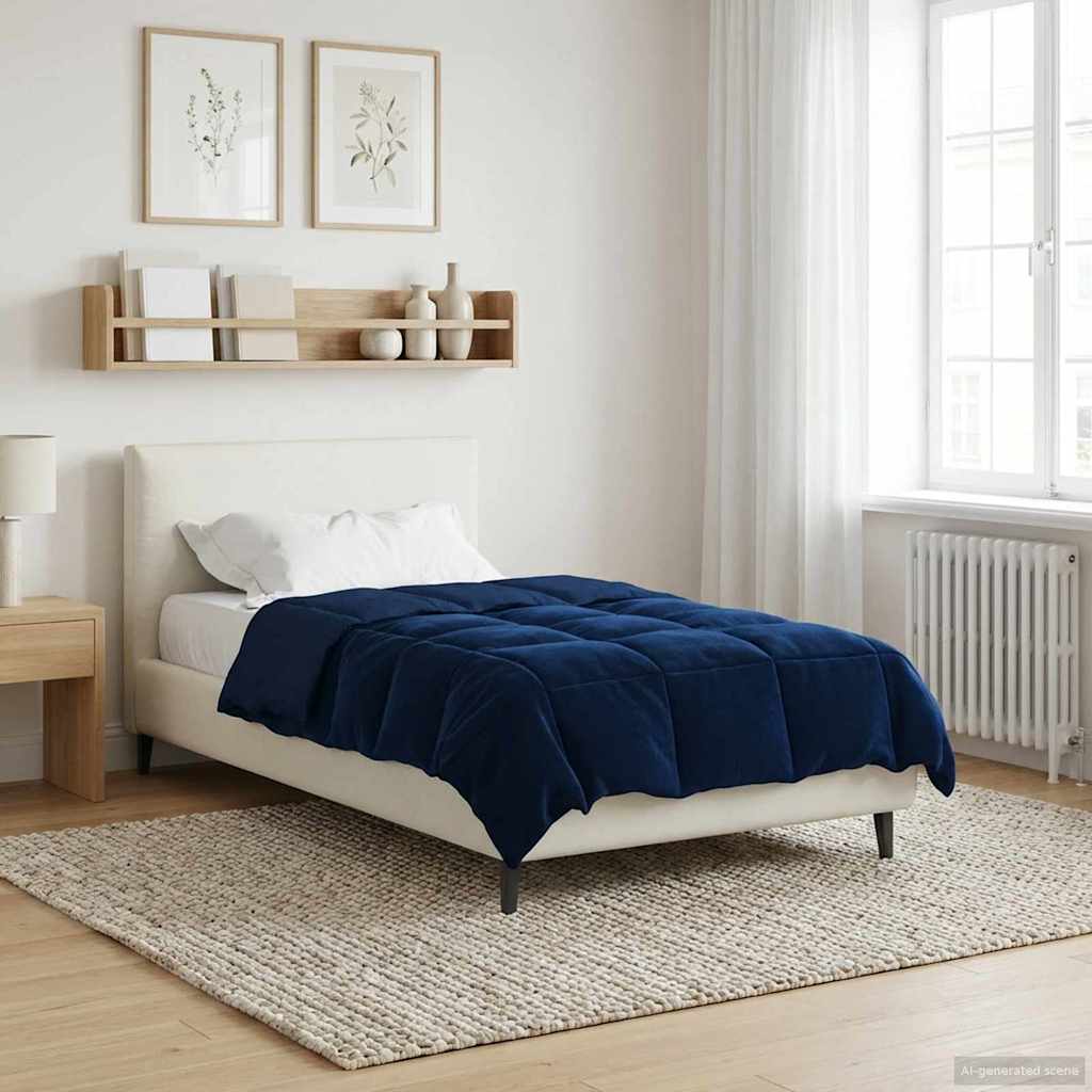 Winter Dekbed Gekwilt Donkerblauw 135 x 220 cm Microfiber – afbeelding 1