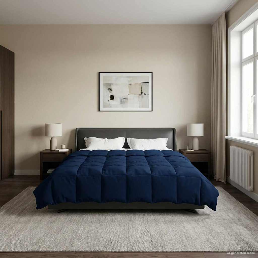 Winter Dekbed Gekwilt Donkerblauw 220 x 260 cm Microfiber – afbeelding 1