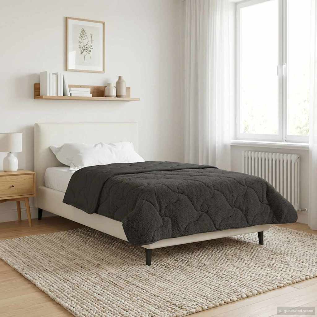 Zomer Dekbed Antraciet 155 x 220 cm Microfiber en Teddy fleece – afbeelding 1