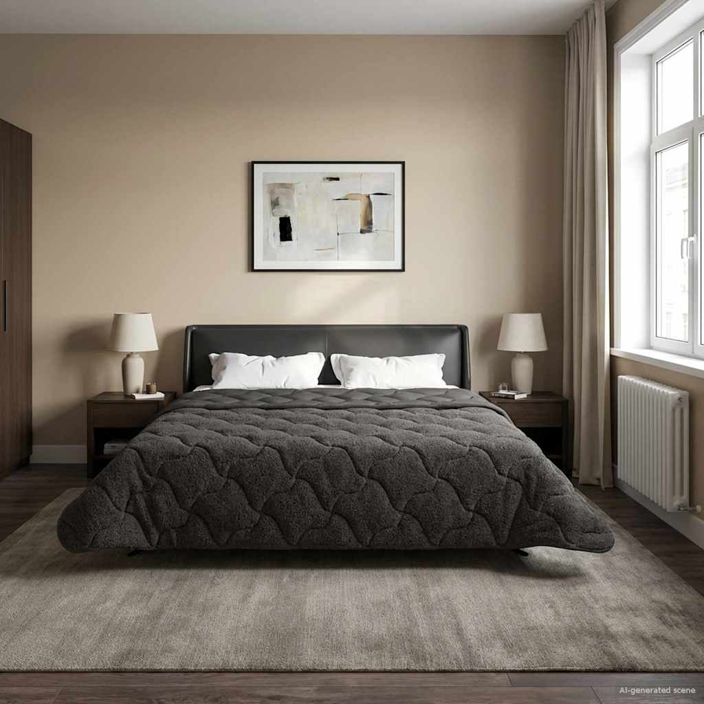 Zomer Dekbed Antraciet 220 x 240 cm Microfiber en Teddy fleece