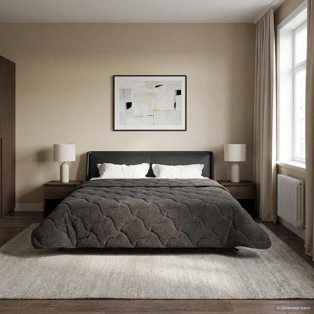 Zomer Dekbed Antraciet 220 x 260 cm Microfiber en Teddy fleece – afbeelding 1