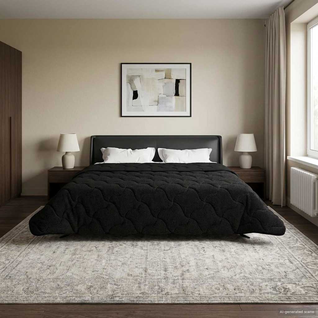 Zomer Dekbed Zwart 200 x 200 cm Microfiber en Teddy fleece – afbeelding 1