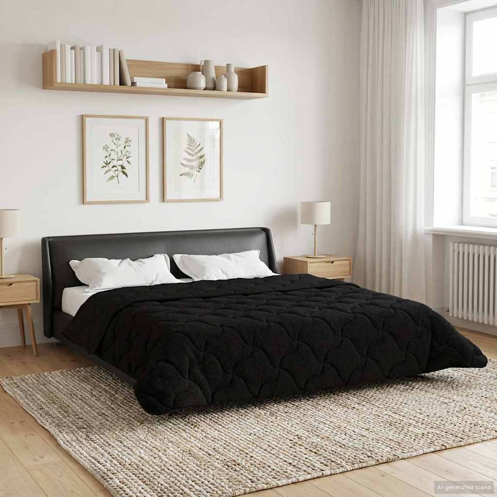 Zomer Dekbed Zwart 200 x 240 cm Microfiber en Teddy fleece – afbeelding 1