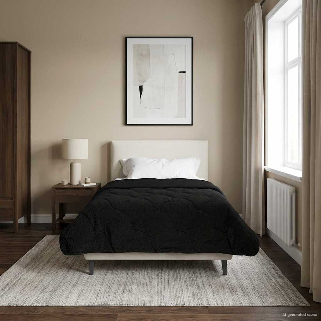 Zomer Dekbed Zwart 140 x 220 cm Microfiber en Teddy fleece – afbeelding 1