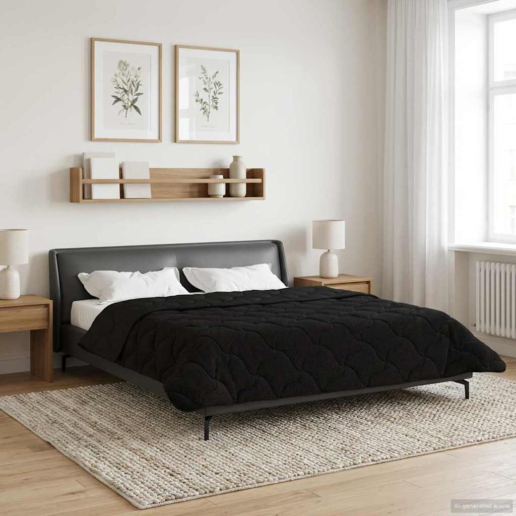 Zomer Dekbed Zwart 200 x 220 cm Microfiber en Teddy fleece – afbeelding 1
