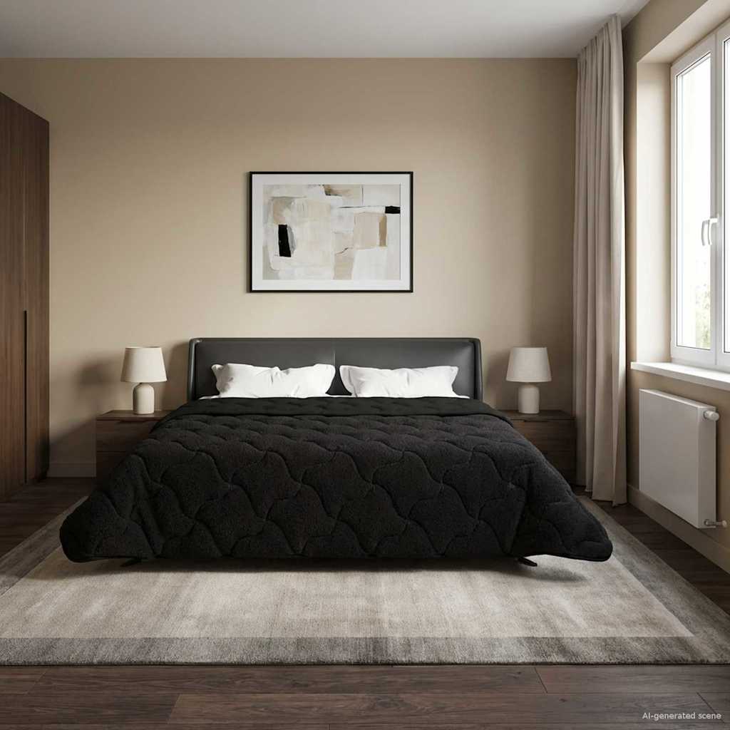 Zomer Dekbed Zwart 220 x 240 cm Microfiber en Teddy fleece – afbeelding 1