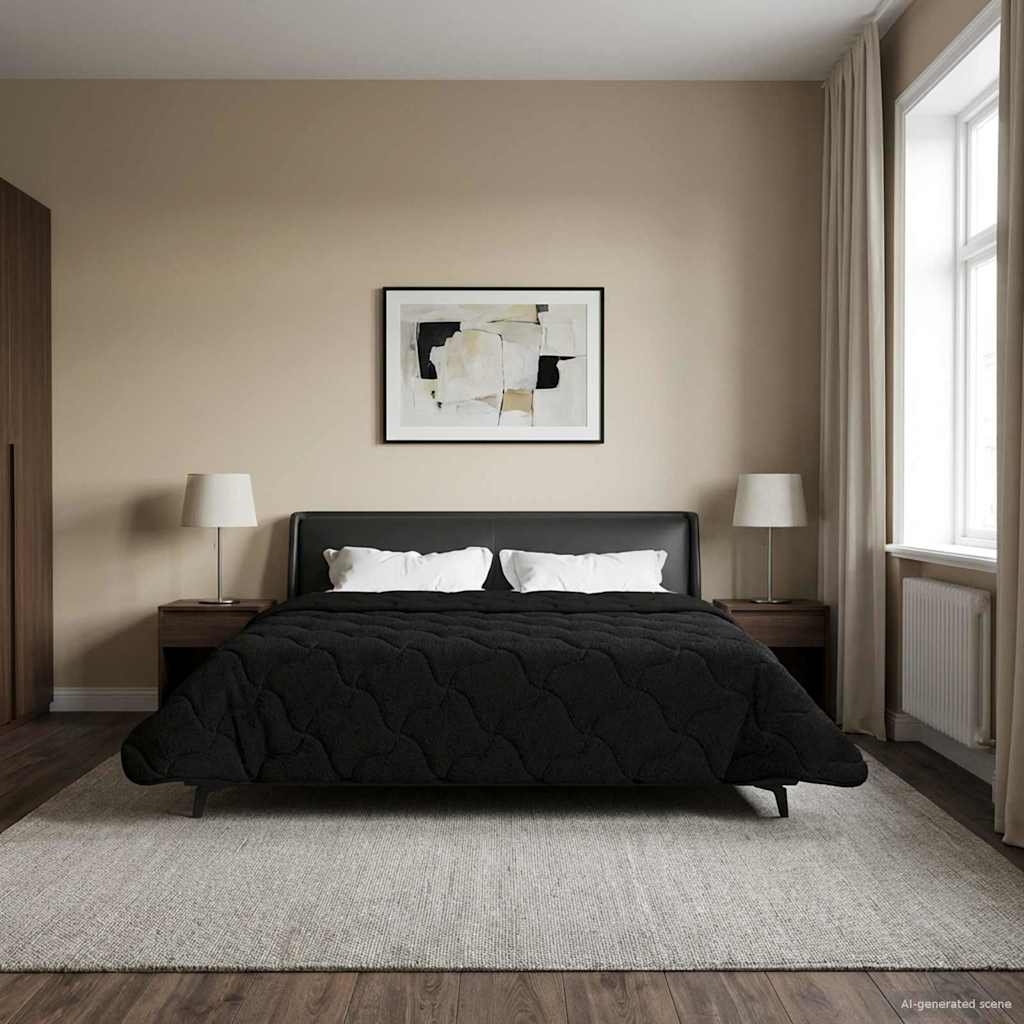 Zomer Dekbed Zwart 240 x 260 cm Microfiber en Teddy fleece – afbeelding 1