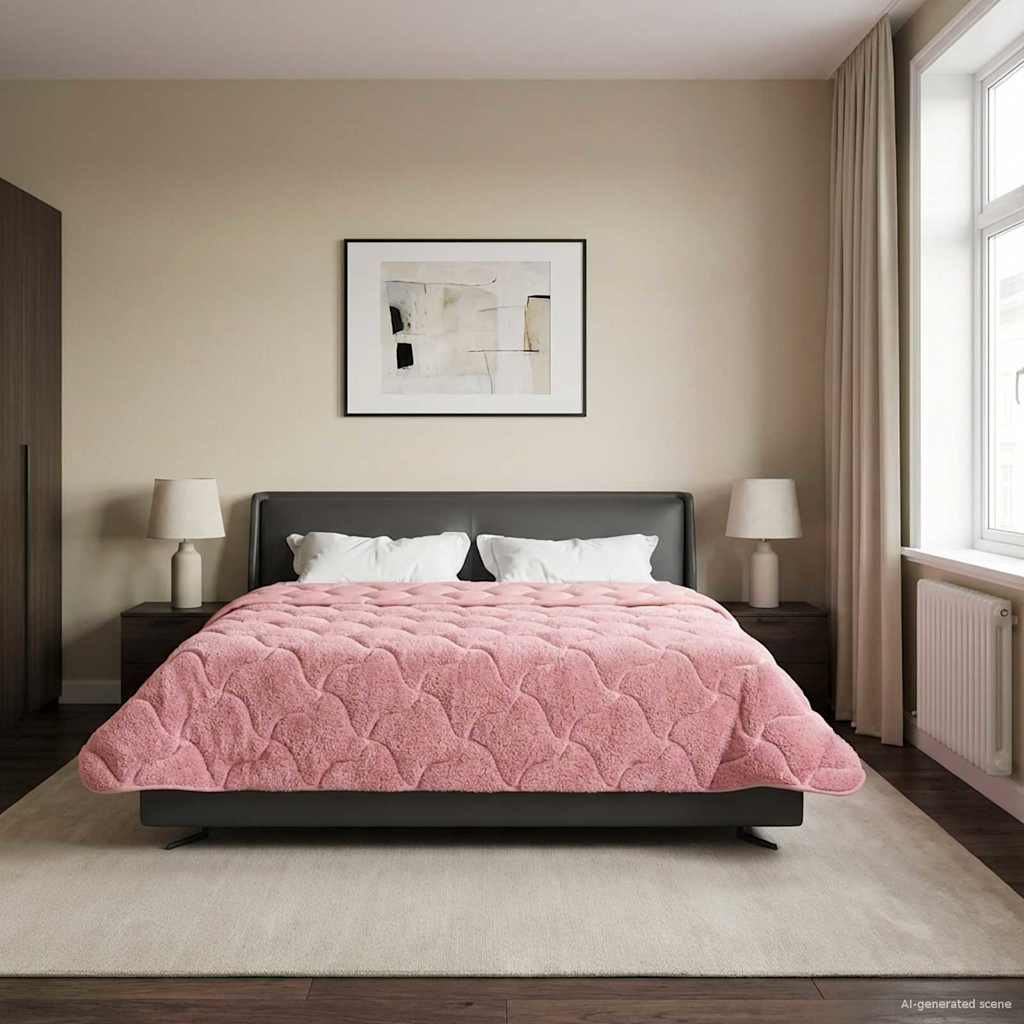 Zomer Dekbed Roze 220 x 240 cm Microfiber en Teddy fleece – afbeelding 1