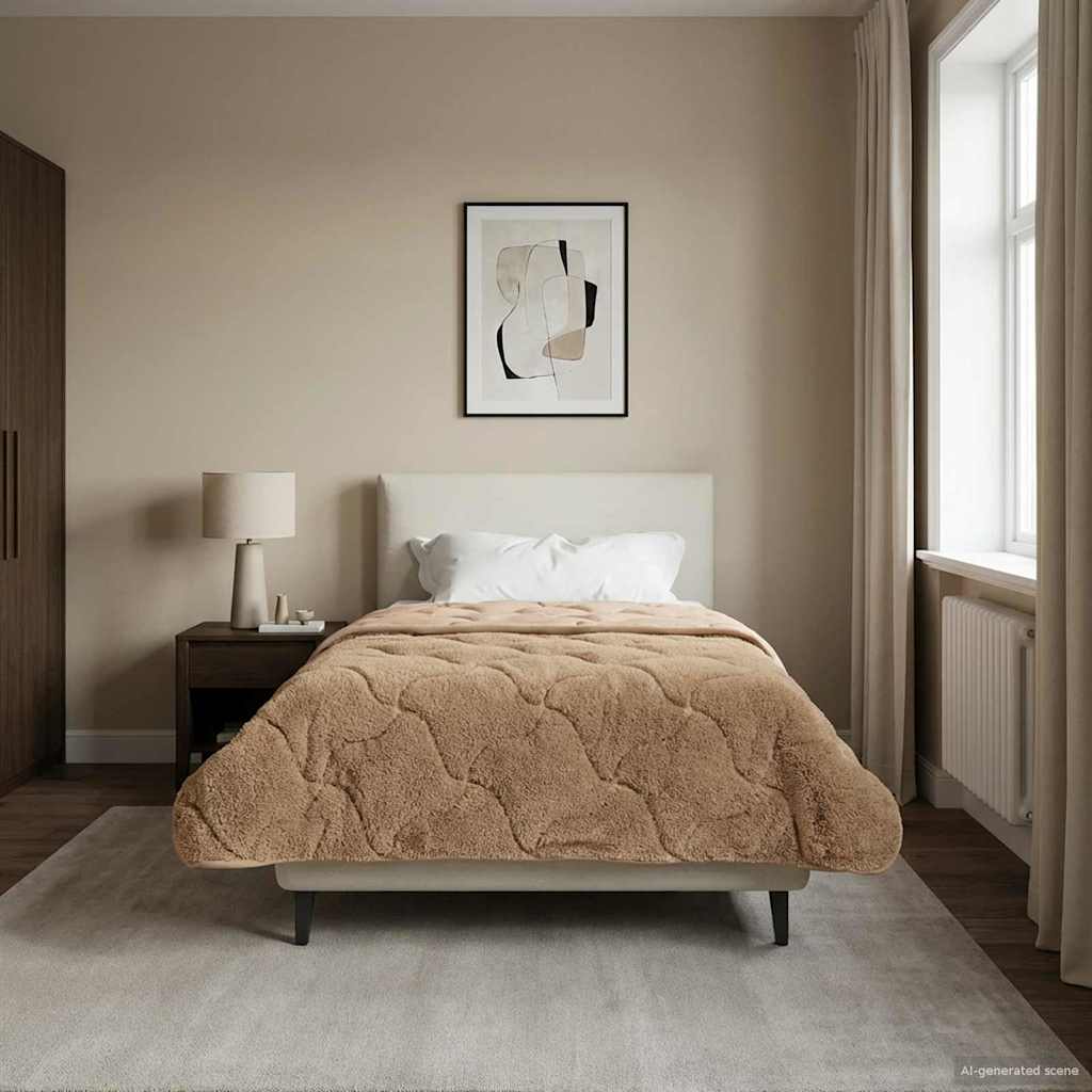 Zomer Dekbed Taupe 140 x 220 cm Microfiber en Teddy fleece – afbeelding 1
