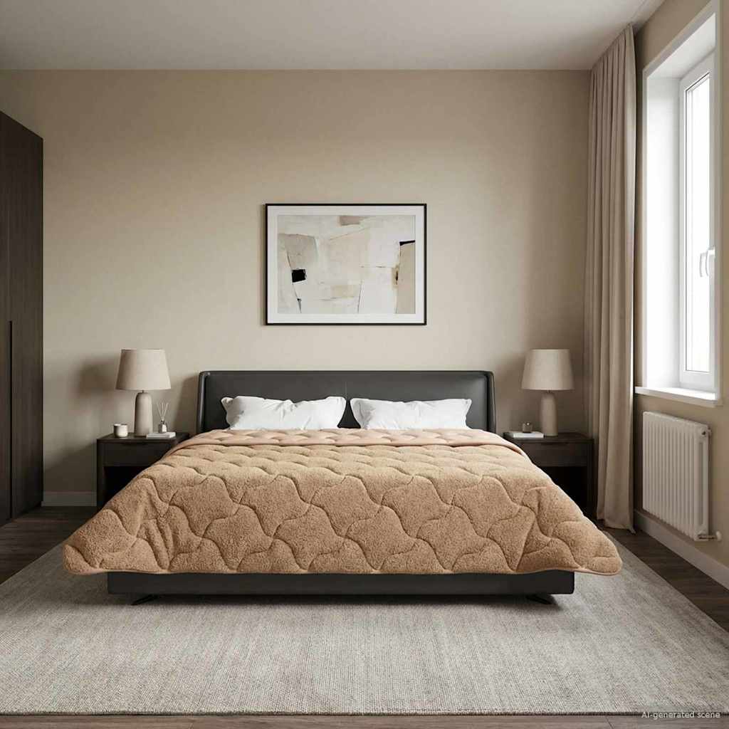 Zomer Dekbed Taupe 200 x 200 cm Microfiber en Teddy fleece