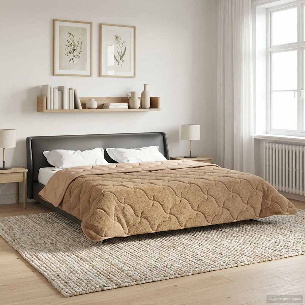 Zomer Dekbed Taupe 200 x 240 cm Microfiber en Teddy fleece – afbeelding 1