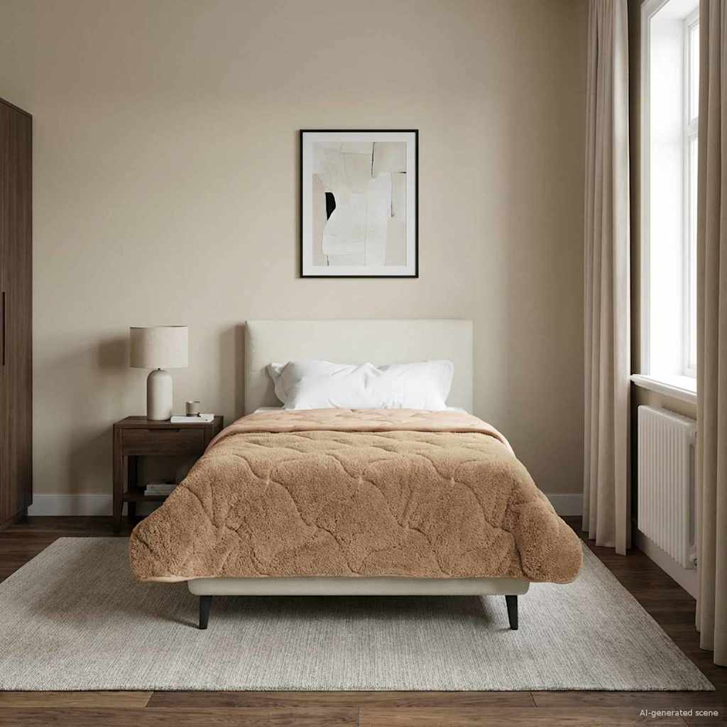 Zomer Dekbed Taupe 135 x 220 cm Microfiber en Teddy fleece – afbeelding 1