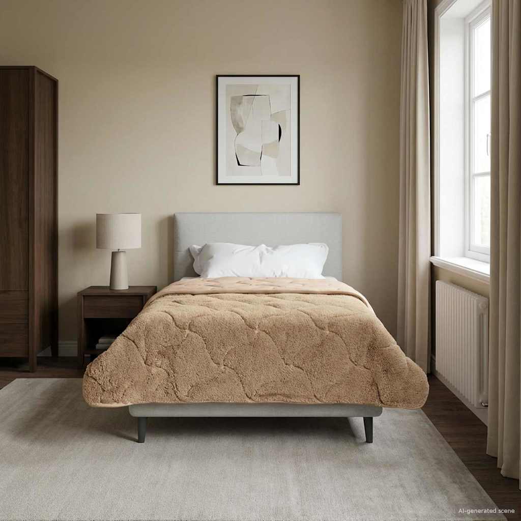 Zomer Dekbed Taupe 155 x 220 cm Microfiber en Teddy fleece – afbeelding 1