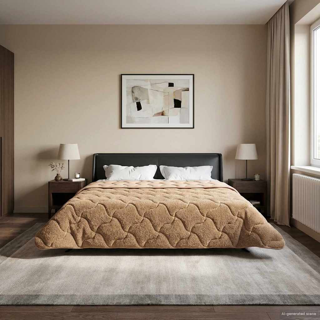 Zomer Dekbed Taupe 200 x 220 cm Microfiber en Teddy fleece – afbeelding 1