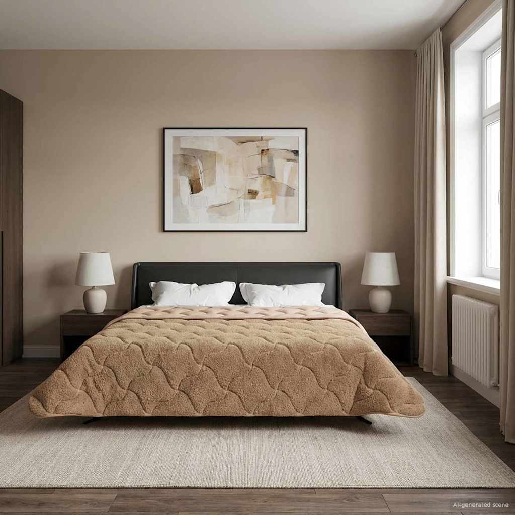 Zomer Dekbed Taupe 220 x 240 cm Microfiber en Teddy fleece – afbeelding 1